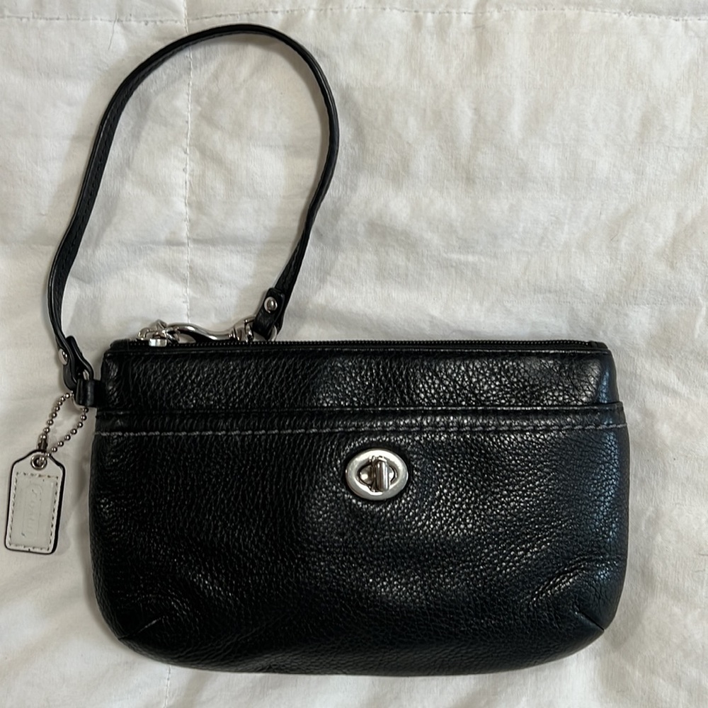 Coach Black Leather Wristlet Clutch